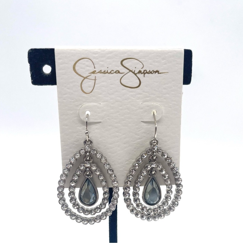 Jessica Simpson Crystal paved Dangle Earrings NWT